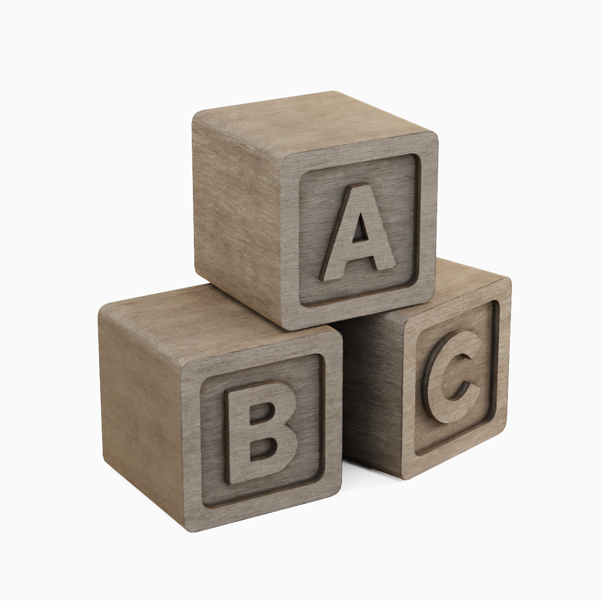 Wooden ABC Blocks 01 Low-poly 3D model_4