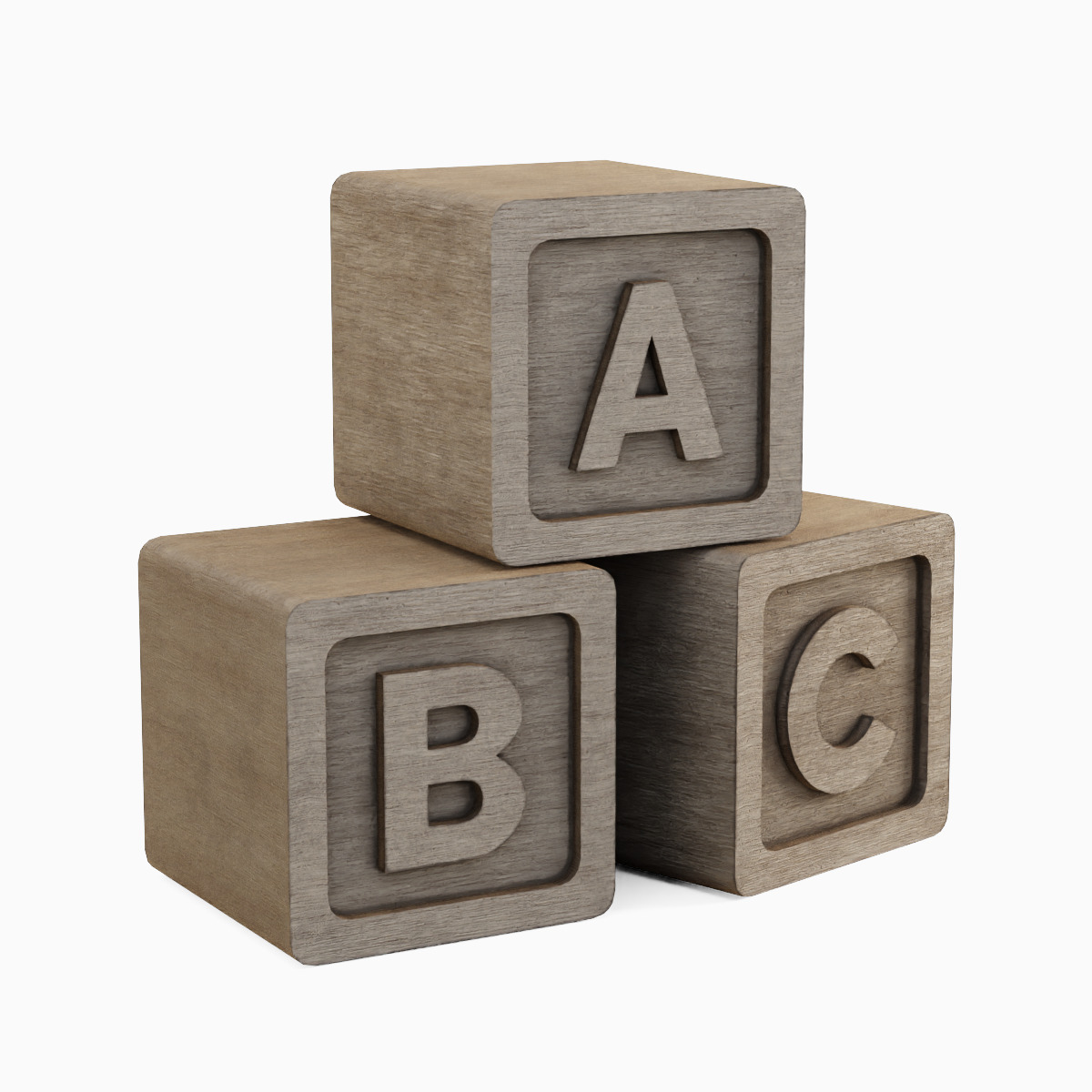 Wooden ABC Blocks 01 Low-poly 3D model_2