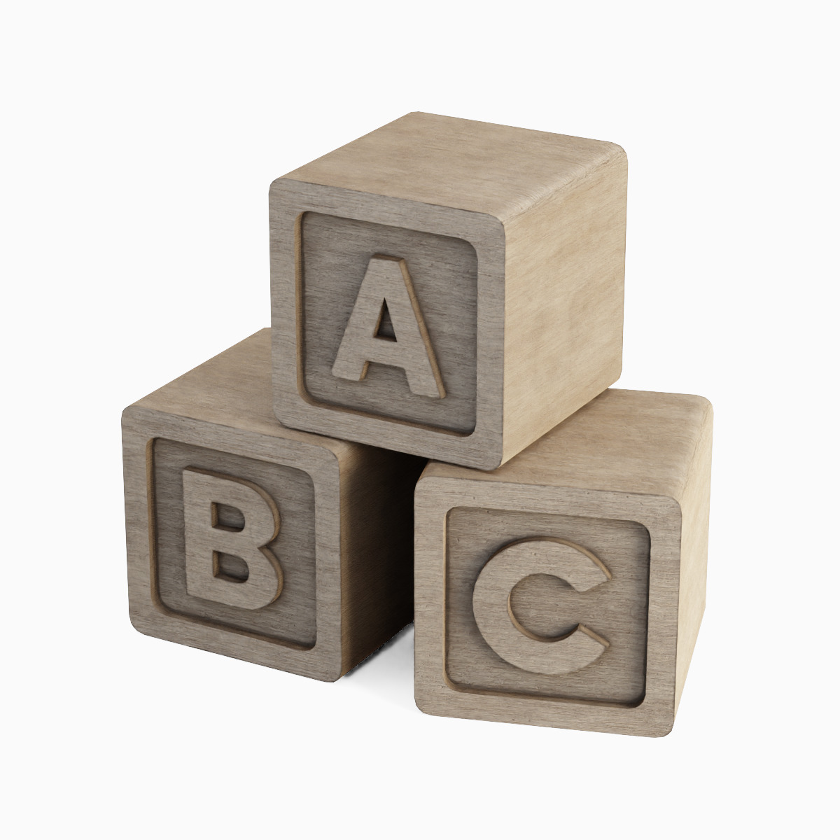 Wooden ABC Blocks 01 Low-poly 3D model_5