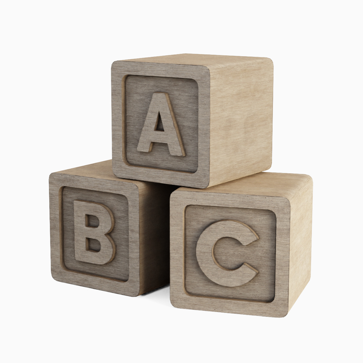 Wooden ABC Blocks 01 Low-poly 3D model_3
