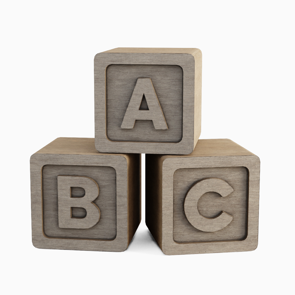 Wooden ABC Blocks 01 Low-poly 3D model_1