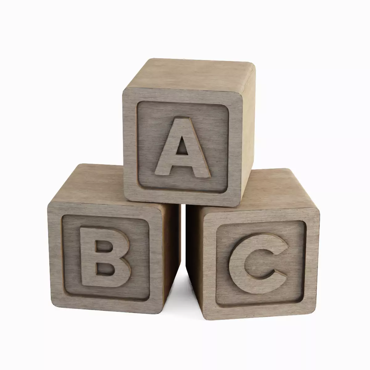 Wooden ABC Blocks 01 Low-poly 3D model_0