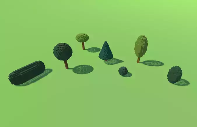 Stylized Voxel Tree Pack