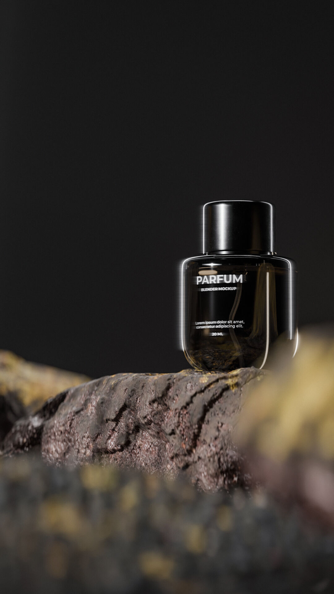 Bottle perfume on rocky surface Low-poly 3D model_15