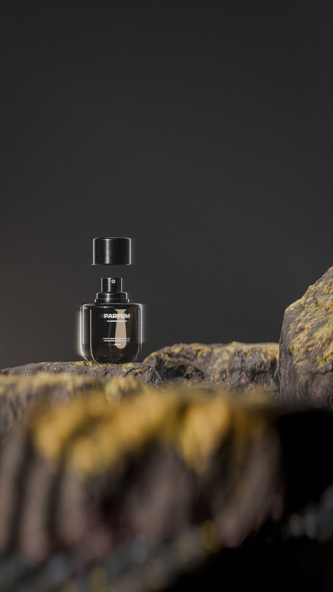 Bottle perfume on rocky surface Low-poly 3D model_32