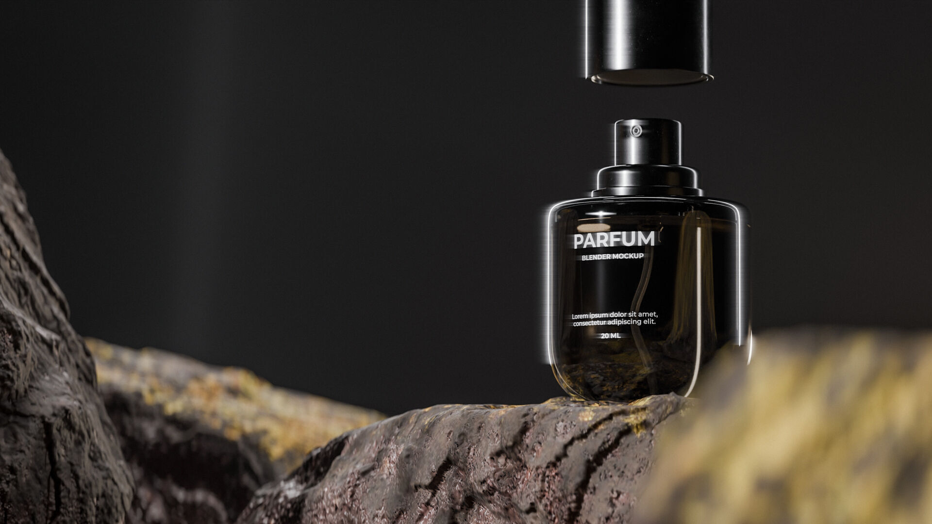 Bottle perfume on rocky surface Low-poly 3D model_25