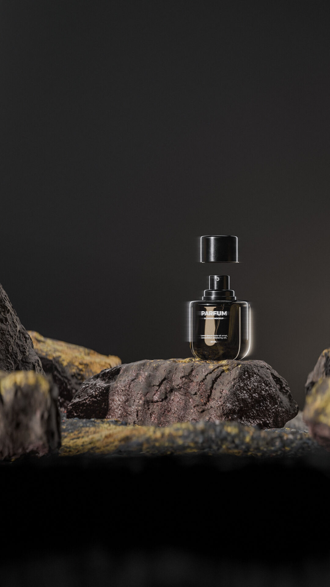 Bottle perfume on rocky surface Low-poly 3D model_33