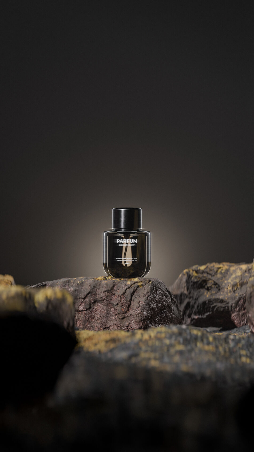 Bottle perfume on rocky surface Low-poly 3D model_11