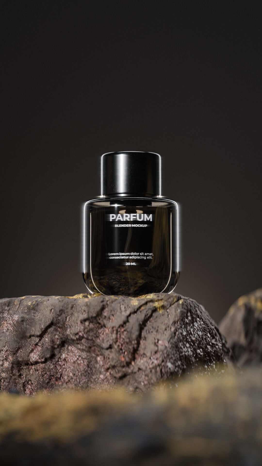 Bottle perfume on rocky surface Low-poly 3D model_14