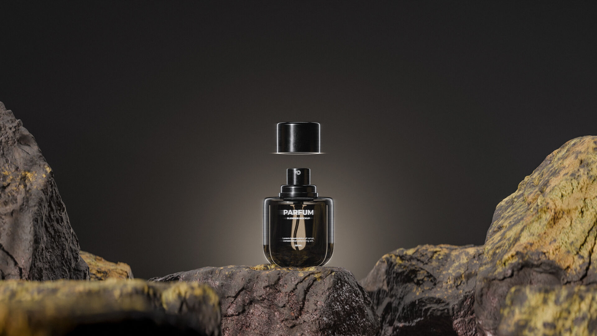 Bottle perfume on rocky surface Low-poly 3D model_21