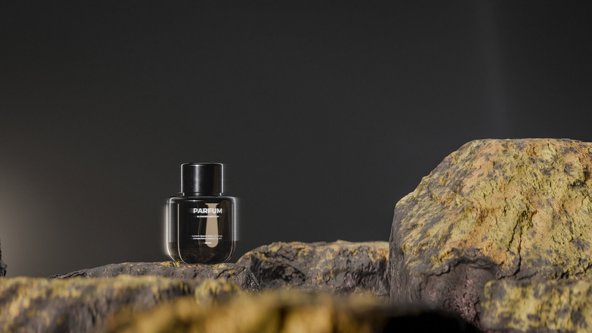 Bottle perfume on rocky surface Low-poly 3D model_2