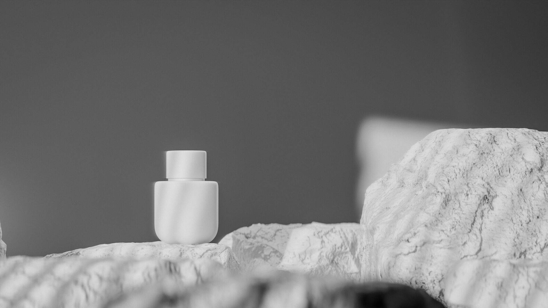 Bottle perfume on rocky surface Low-poly 3D model_7