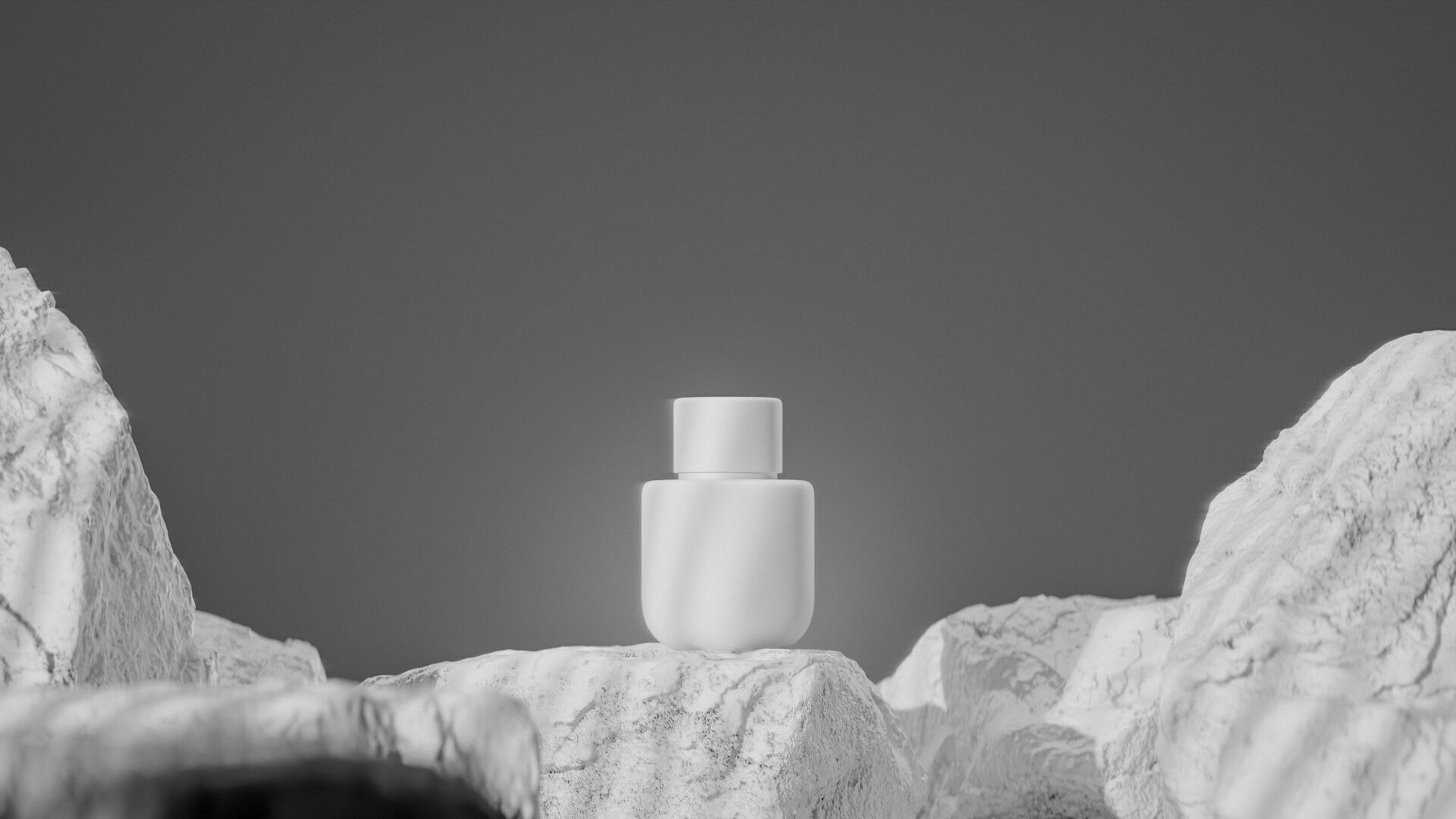 Bottle perfume on rocky surface Low-poly 3D model_6