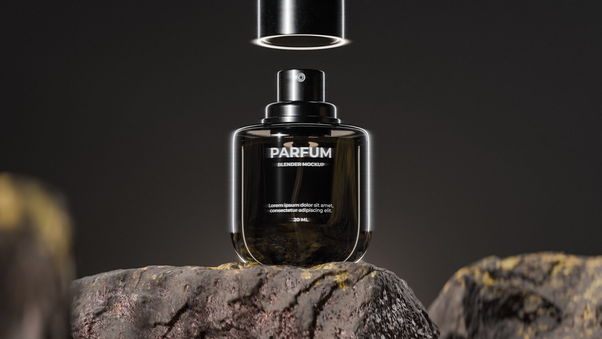 Bottle perfume on rocky surface Low-poly 3D model_24