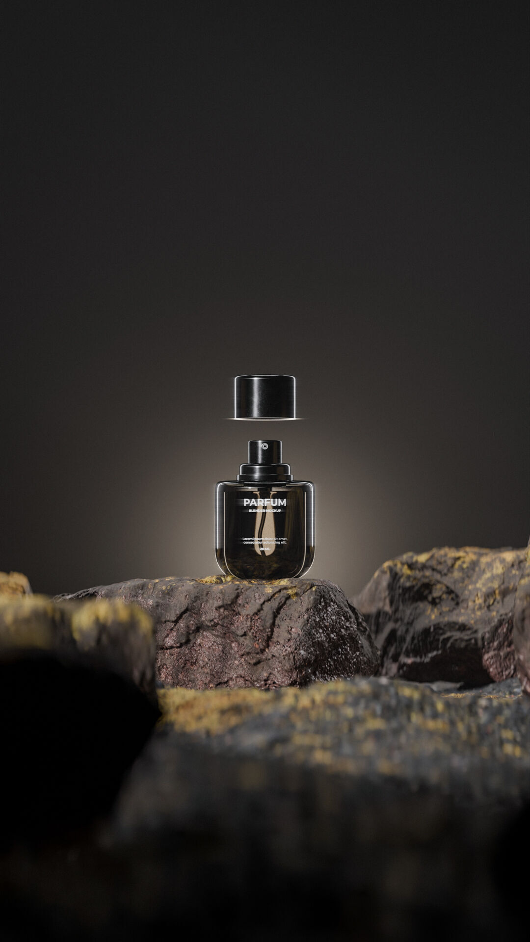 Bottle perfume on rocky surface Low-poly 3D model_31