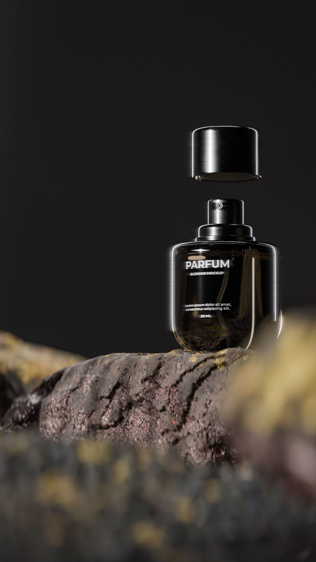 Bottle perfume on rocky surface Low-poly 3D model_35