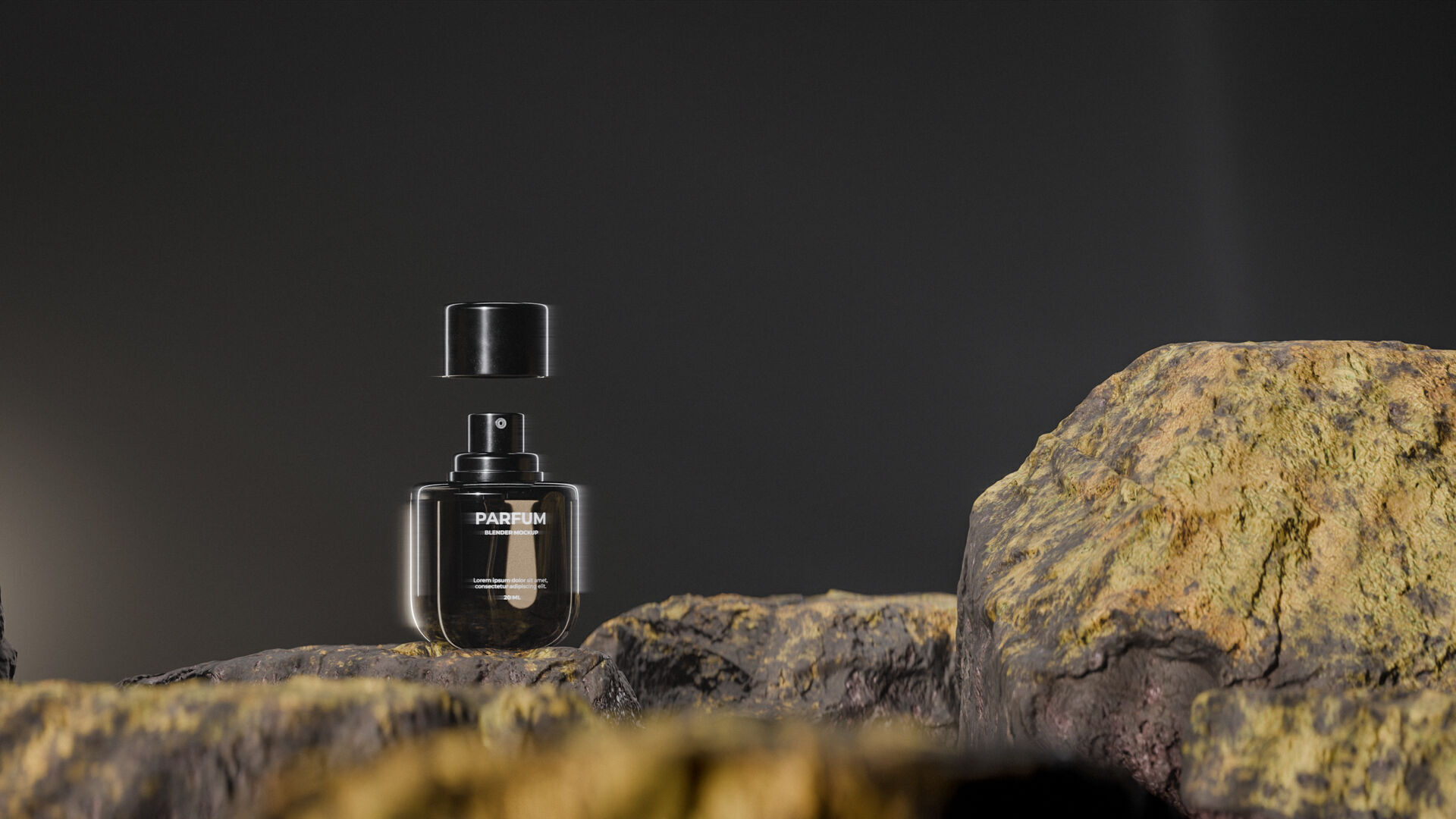 Bottle perfume on rocky surface Low-poly 3D model_22