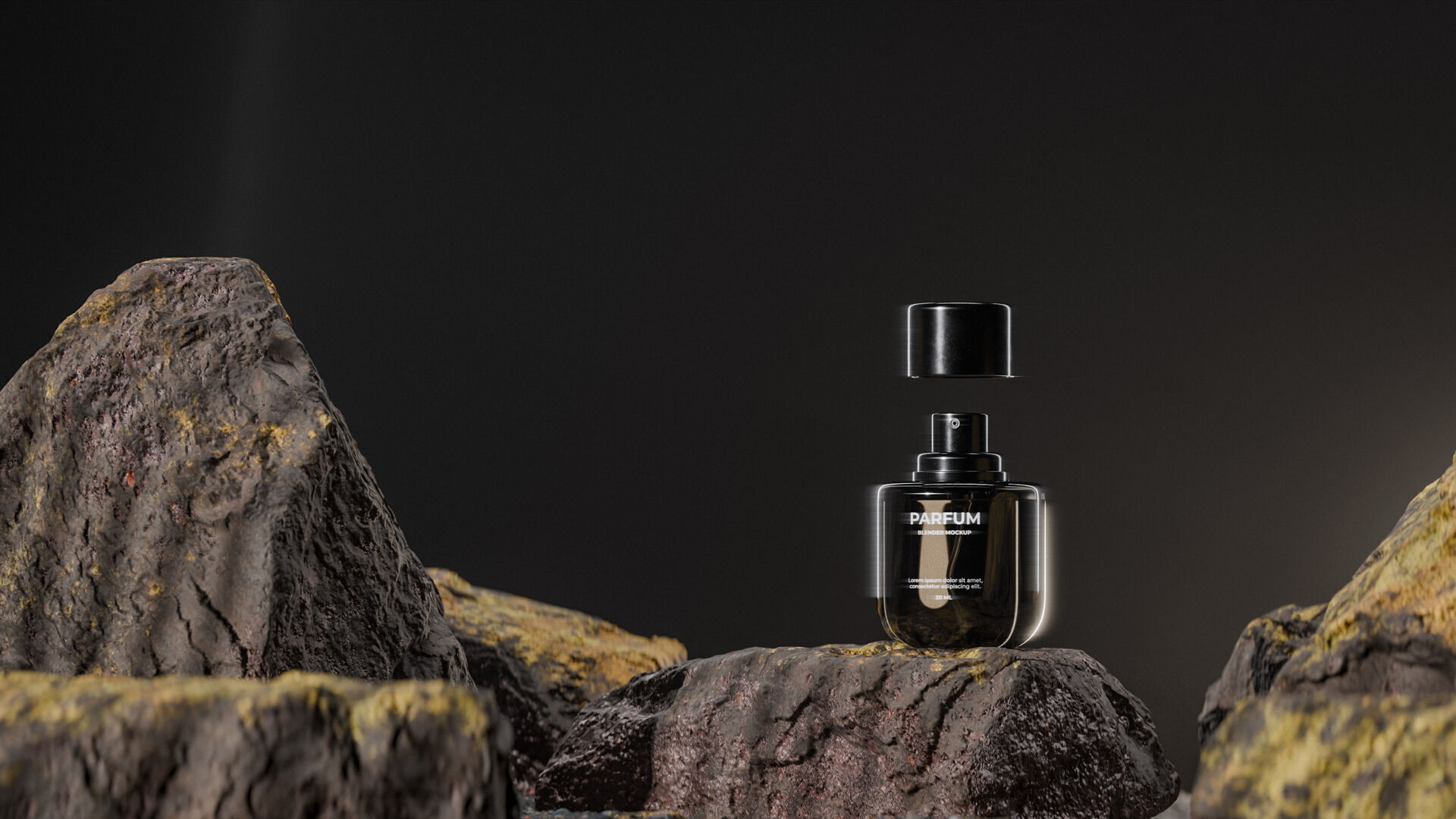 Bottle perfume on rocky surface Low-poly 3D model_23