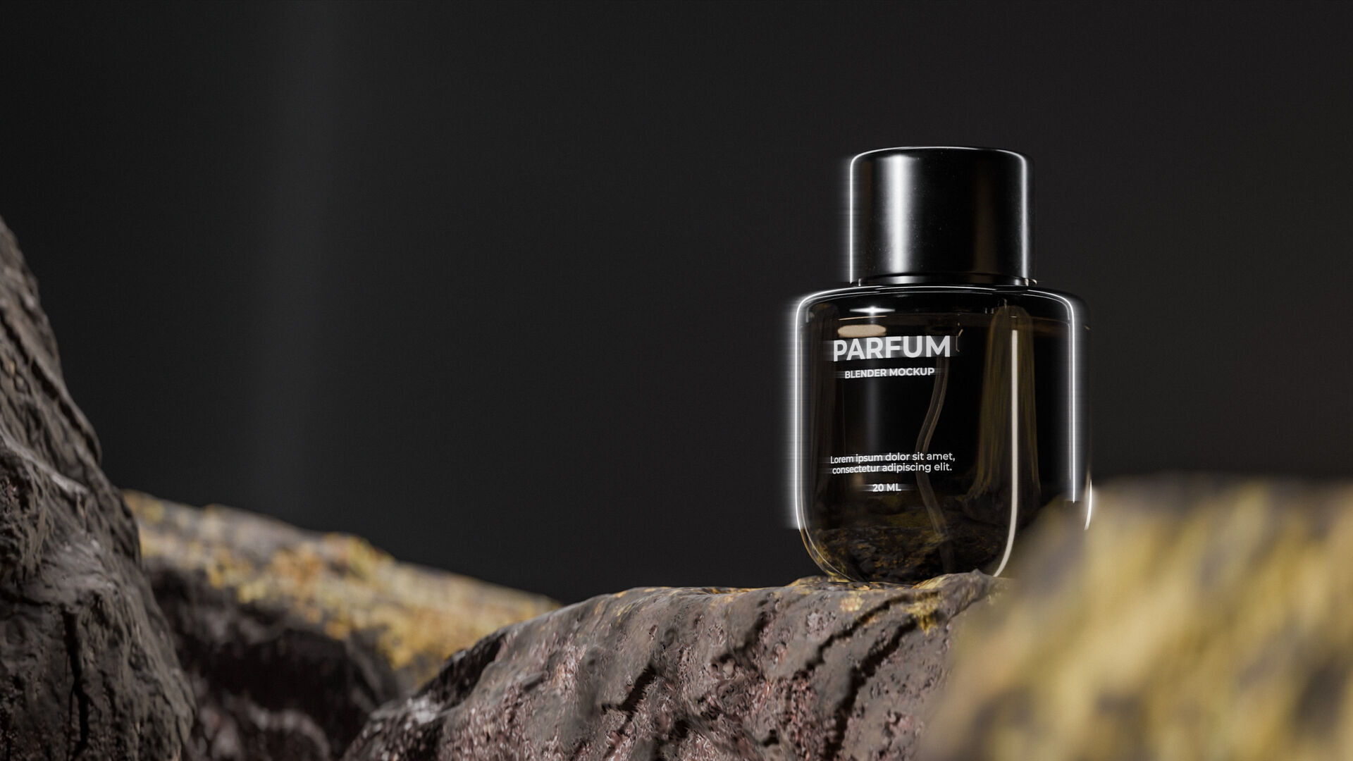 Bottle perfume on rocky surface Low-poly 3D model_5