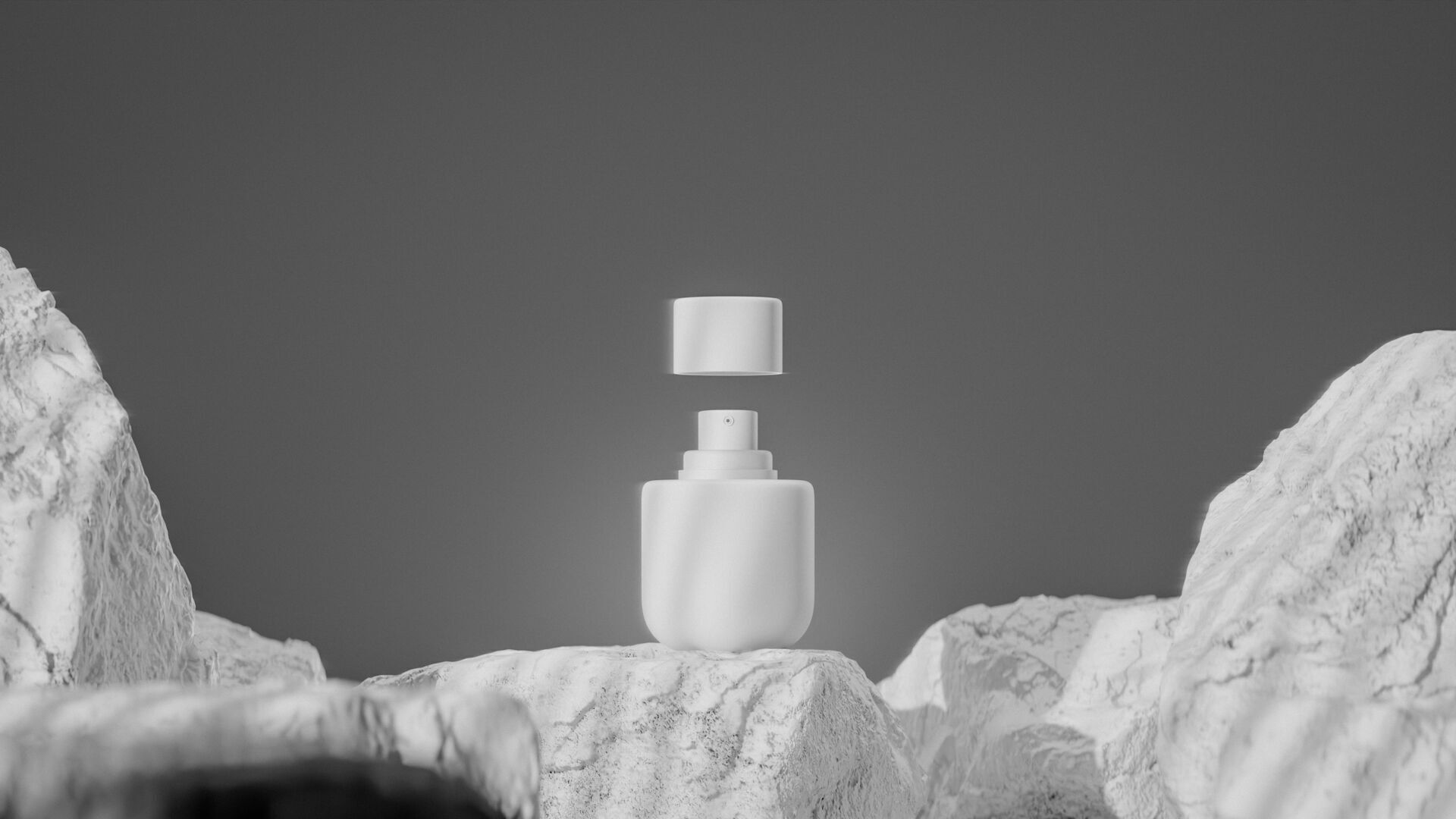 Bottle perfume on rocky surface Low-poly 3D model_26