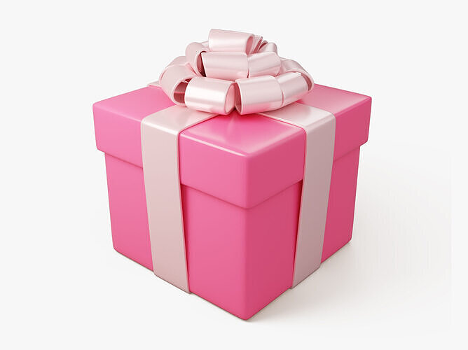 Stylized Pink Gift Box 3D model