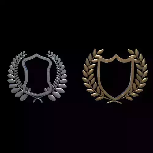 Shield Silhouette and Laurel Wreath 05 3D model