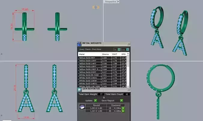 Alphabet Huggies Earrings  All Letters A Z Printable STL