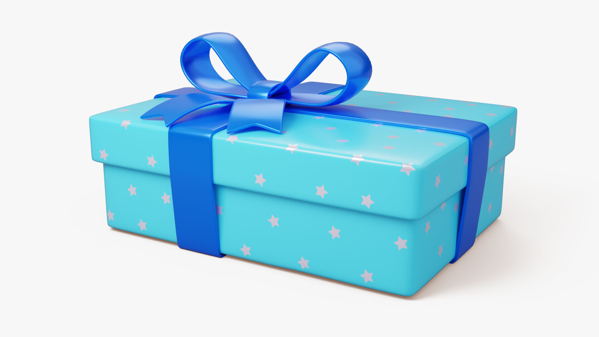 Stylized Blue Gift Box 3D model_2