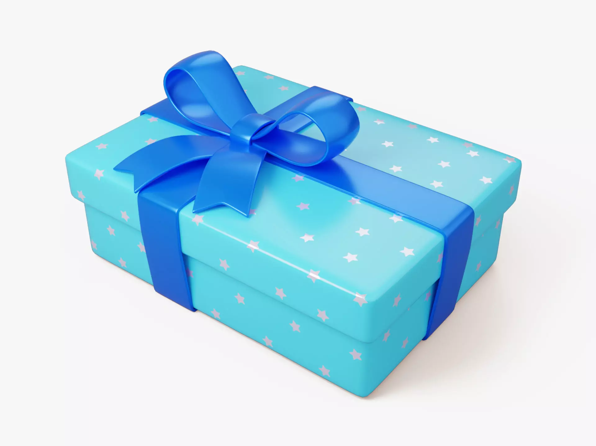 Stylized Blue Gift Box 3D model_0