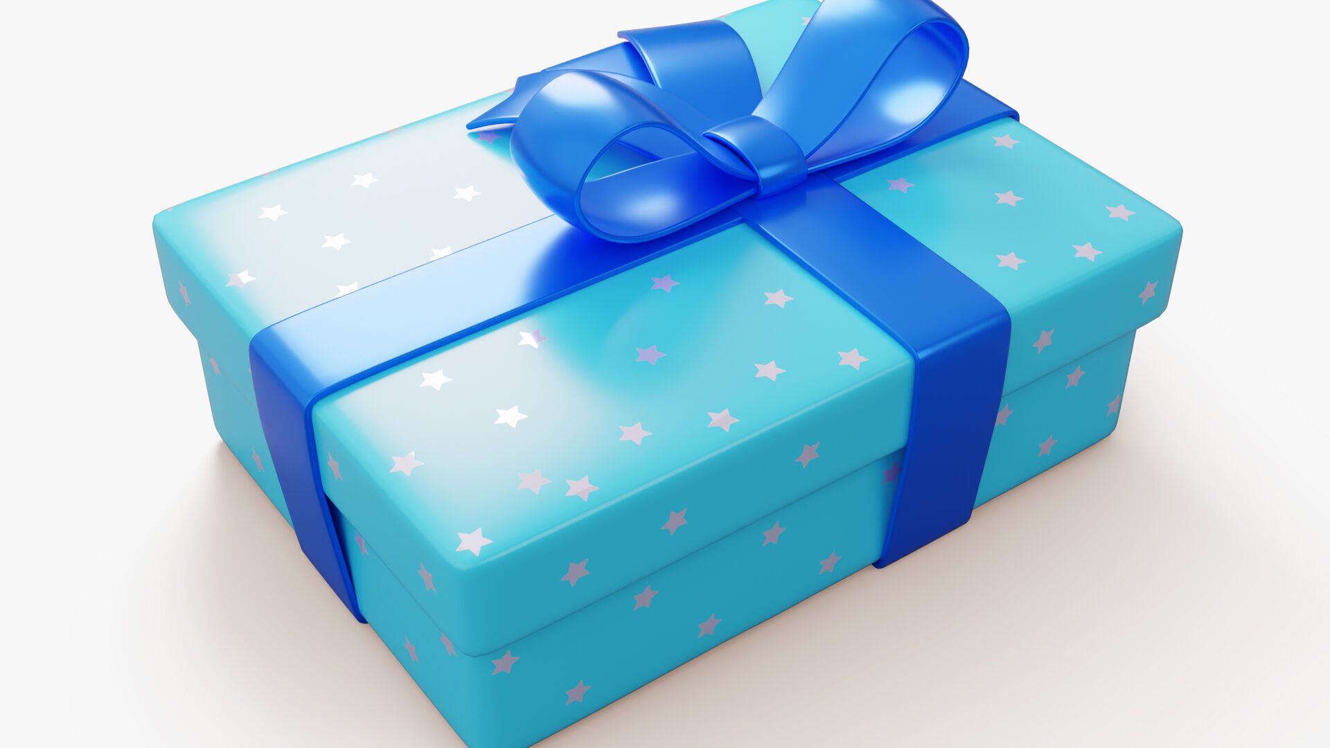Stylized Blue Gift Box 3D model_4