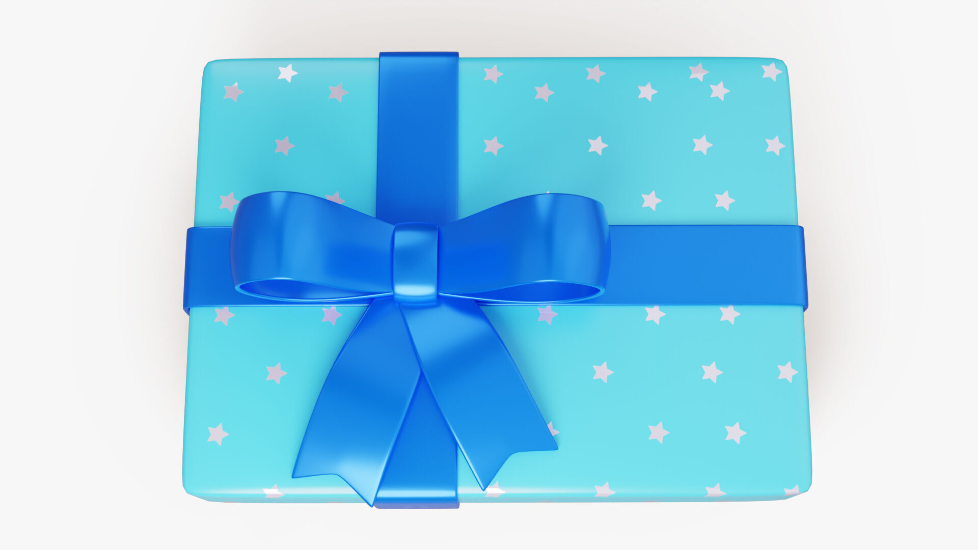 Stylized Blue Gift Box 3D model_3