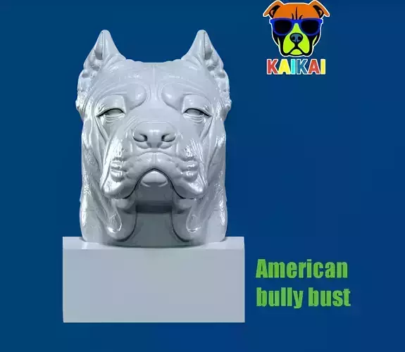 Dog American bully bust model - 3D print 3D print model Dog American bully bust model - 3D print 3D print model