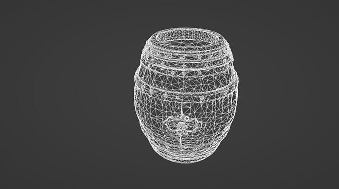 Medieval Wooden Market Barrel with Iron Bands 3D model 7
