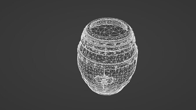 Medieval Wooden Market Barrel with Iron Bands 3D model 3