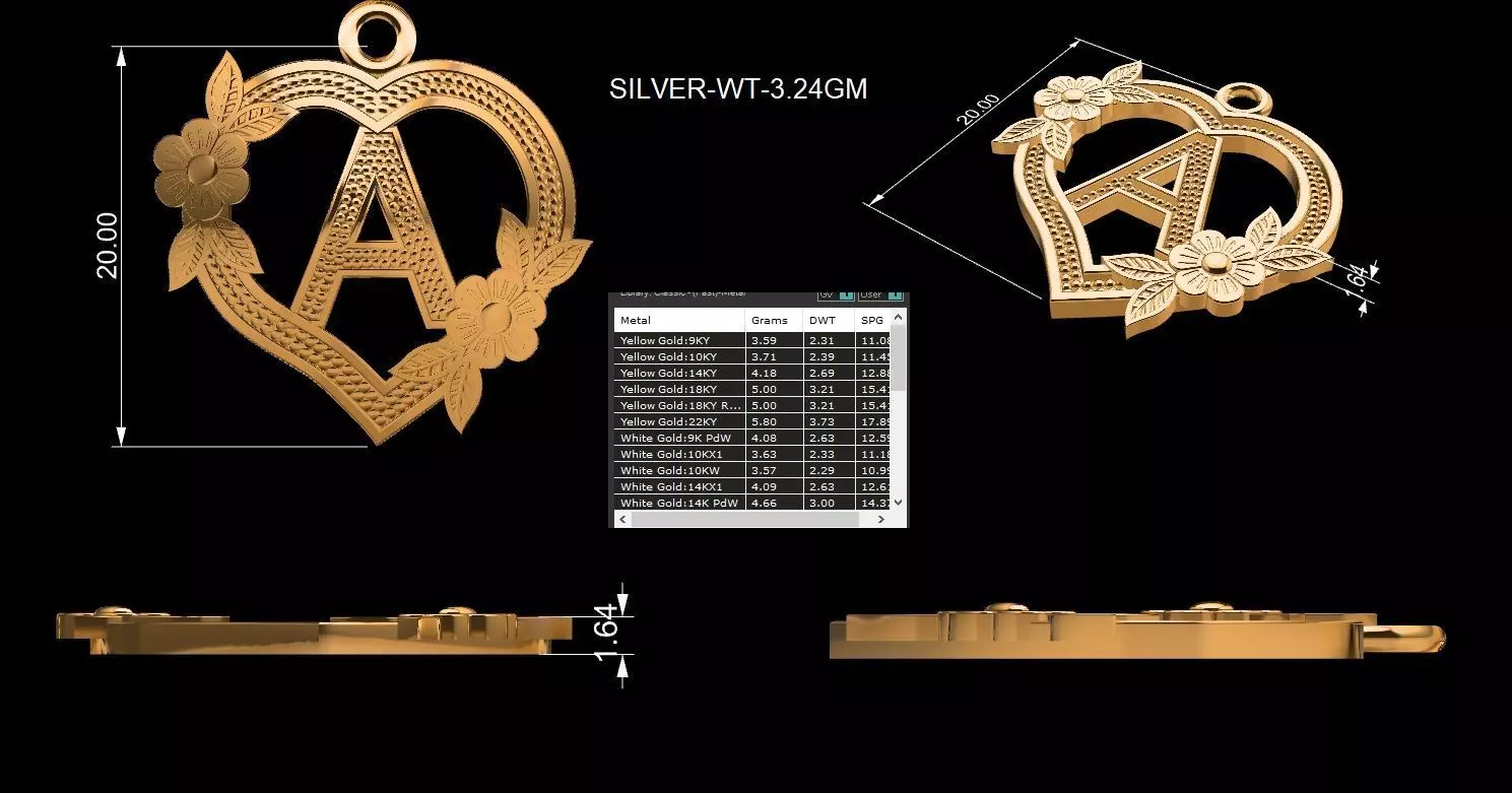 Alphabet Pendants A Z Complete Set Printable STL 3D print model