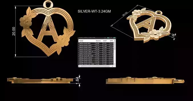 Alphabet Pendants  A Z Complete Set  Printable STL   3D print model