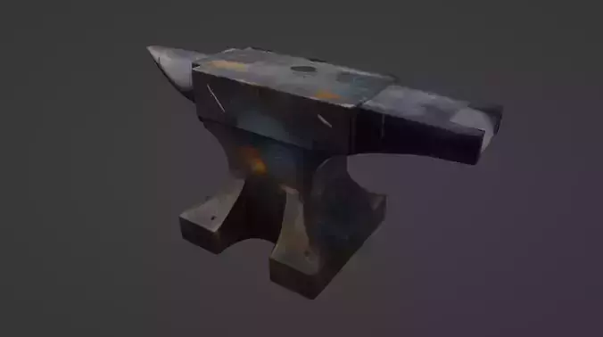 Worn Iron Anvil with Patina and Hammer Dents