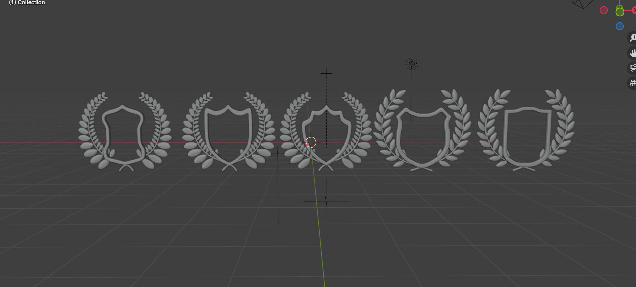 Shield Silhouette and Laurel Wreath 3D model_12