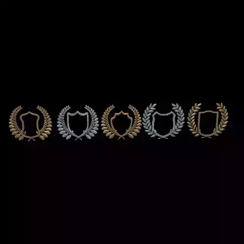Shield Silhouette and Laurel Wreath 3D model