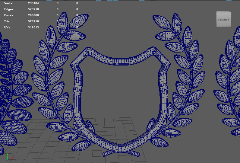 Shield Silhouette and Laurel Wreath 3D model_13