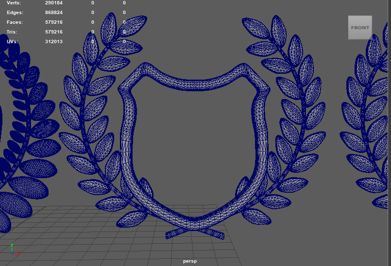 Shield Silhouette and Laurel Wreath 3D model_11