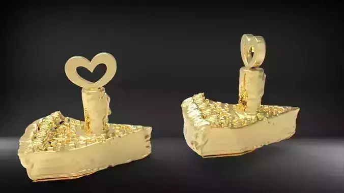 Slice Birthday Cake  Candle Charm Pendant Jewelry 3D print model