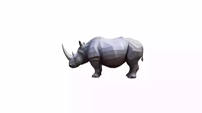 Lone Rhino In The Savanah 3d Model
