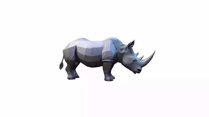 Lone Rhino In The Savanah 3d Model