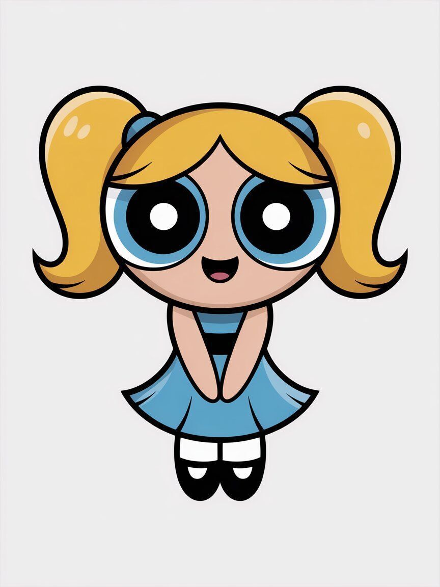 3D Model of Bubbles The Powerpuff Girls Low-poly 3D model_3