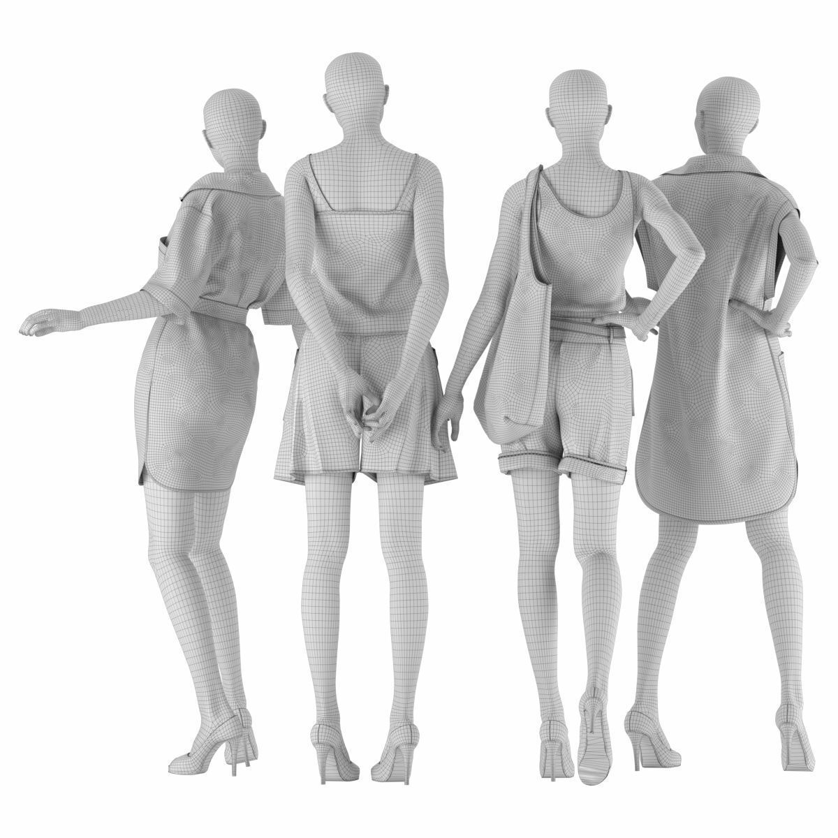 Mannequin Set Vol 006 Low-poly 3D model_5