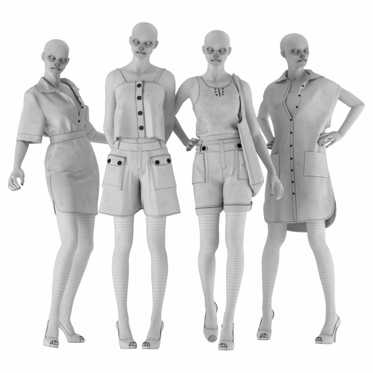 Mannequin Set Vol 006 Low-poly 3D model_6
