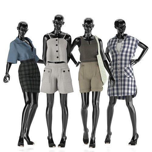 Mannequin Set Vol 006  Low-poly 3D model