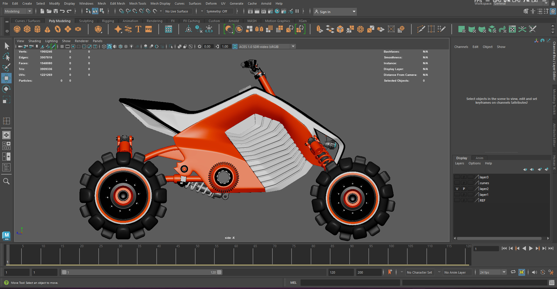 Futuristic Off-Road Quad Bike 3D model_6