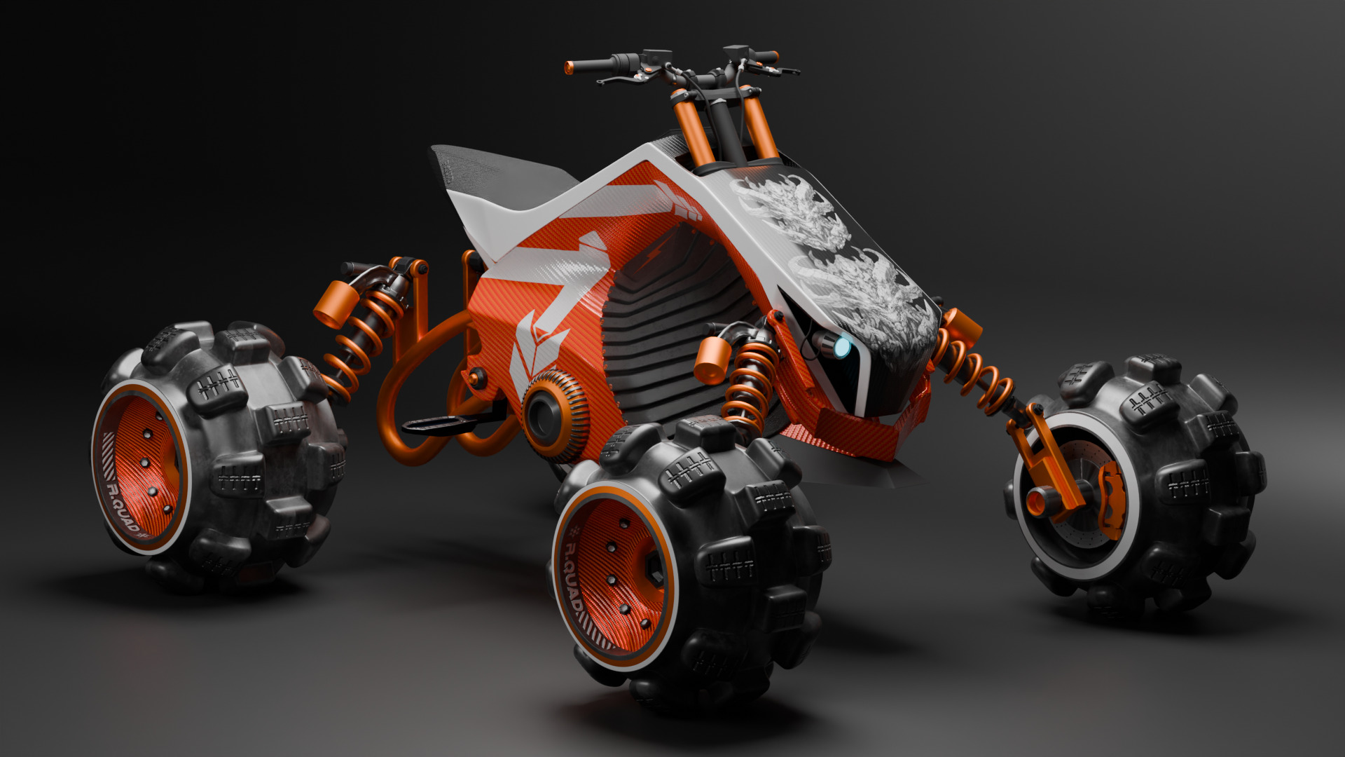 Futuristic Off-Road Quad Bike 3D model_2